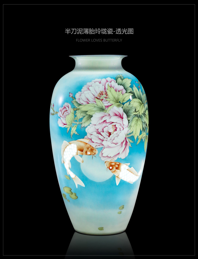 Jingdezhen ceramics hand - made vases, flower arrangement sitting room adornment flowers Chinese style household TV ark, handicraft furnishing articles