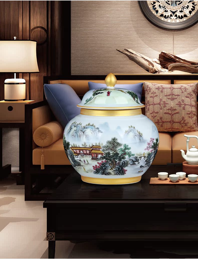 Jingdezhen ceramics POTS of archaize colored enamel snacks storage tank and pu 'er tea caddy fixings small home