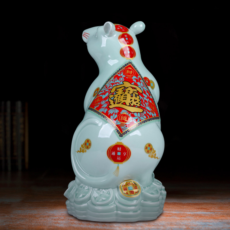 Jingdezhen ceramics lucky rat flexibly and furnishing articles 2020 year of the rat mascot gift sitting room decorate the study in the New year