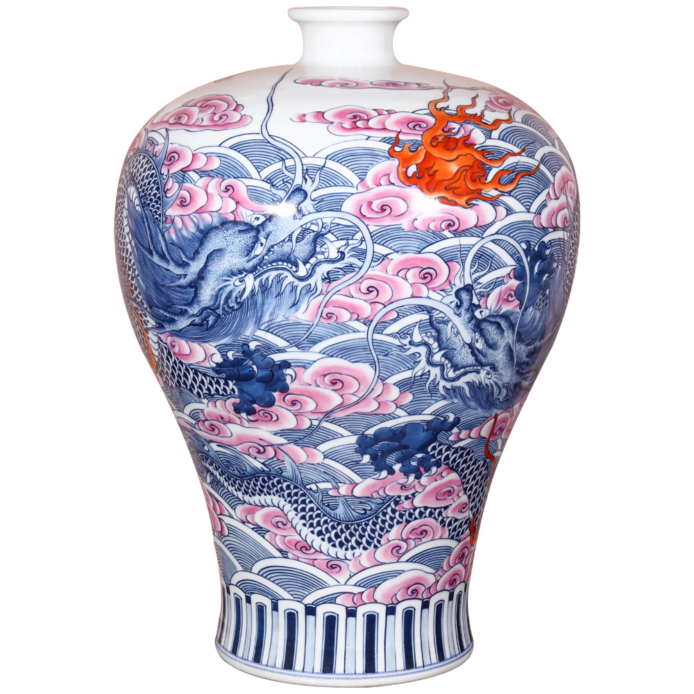 Jingdezhen ceramics hand - made antique porcelain dou dragon grain mei bottles of Chinese style living room decoration handicraft furnishing articles