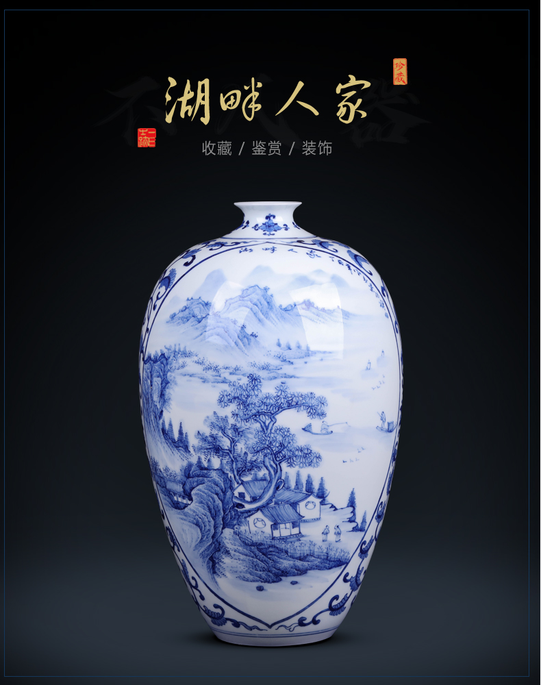 Jingdezhen hand - made painting of flowers and new Chinese style ceramic vases, flower arranging furnishing articles, the sitting room porch rich ancient frame craft ornaments