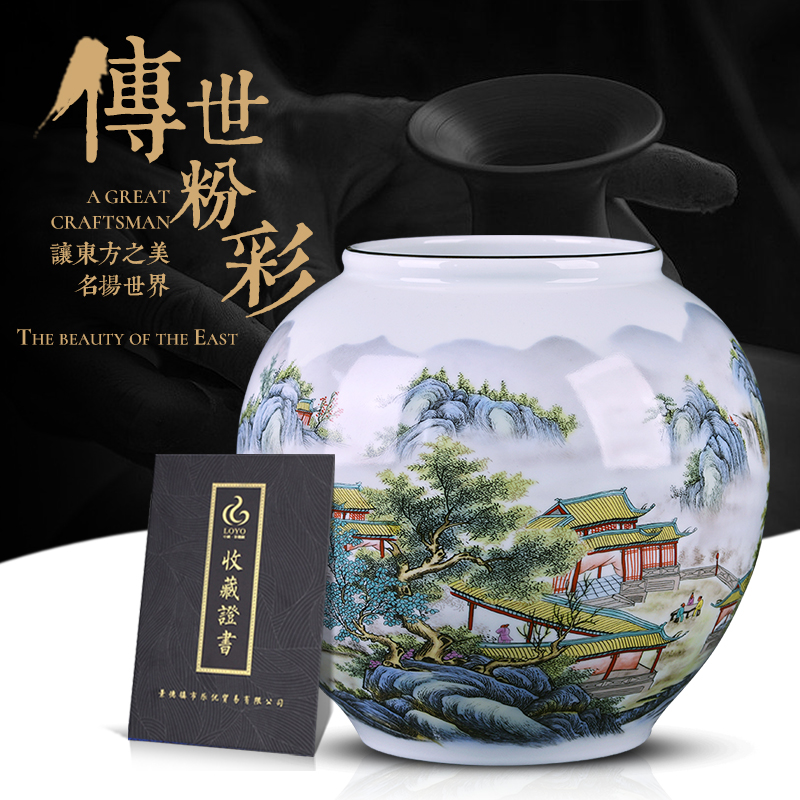 Jingdezhen ceramics furnishing articles vases, flower arranging enamel jar living room TV ark, rich ancient frame handicraft ornament