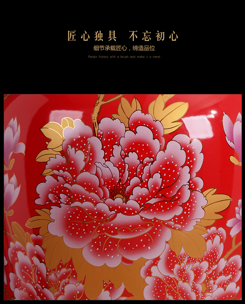 Jingdezhen ceramics Chinese style villa living room porch ground vase furnishing articles large hotel decoration gifts