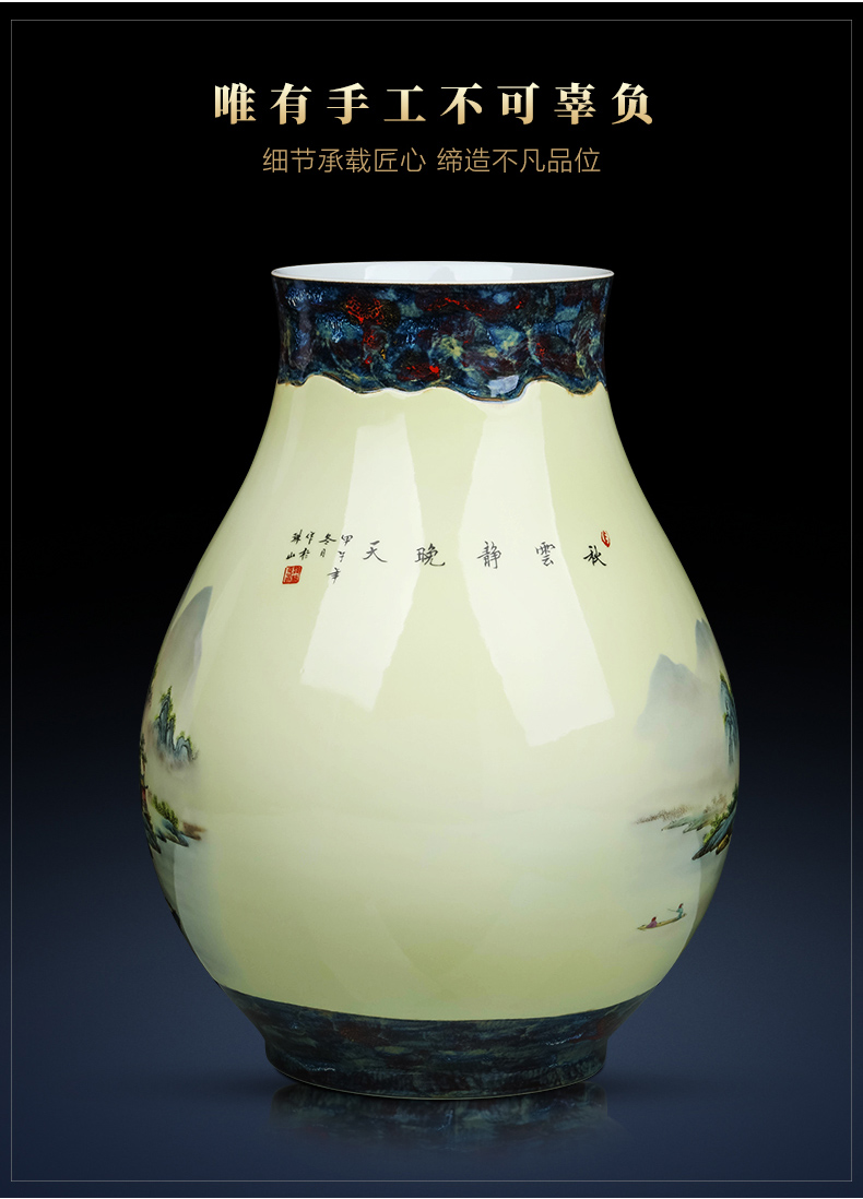 Jingdezhen ceramics powder enamel vase flower arrangement sitting room adornment of Chinese style household furnishing articles porch TV ark, decoration