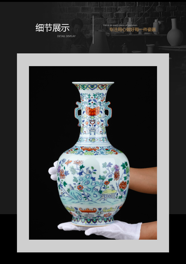 Jingdezhen blue and white color bucket vase furnishing articles sitting room of Chinese style household ceramics flower adornment TV ark, furnishing articles