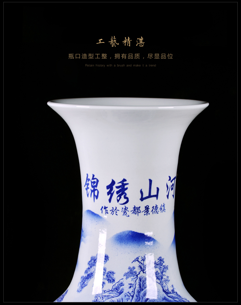 Jingdezhen ceramic antique blue - and - white decoration to the hotel the sitting room of large vase furnishing articles opening gifts large catastrophic