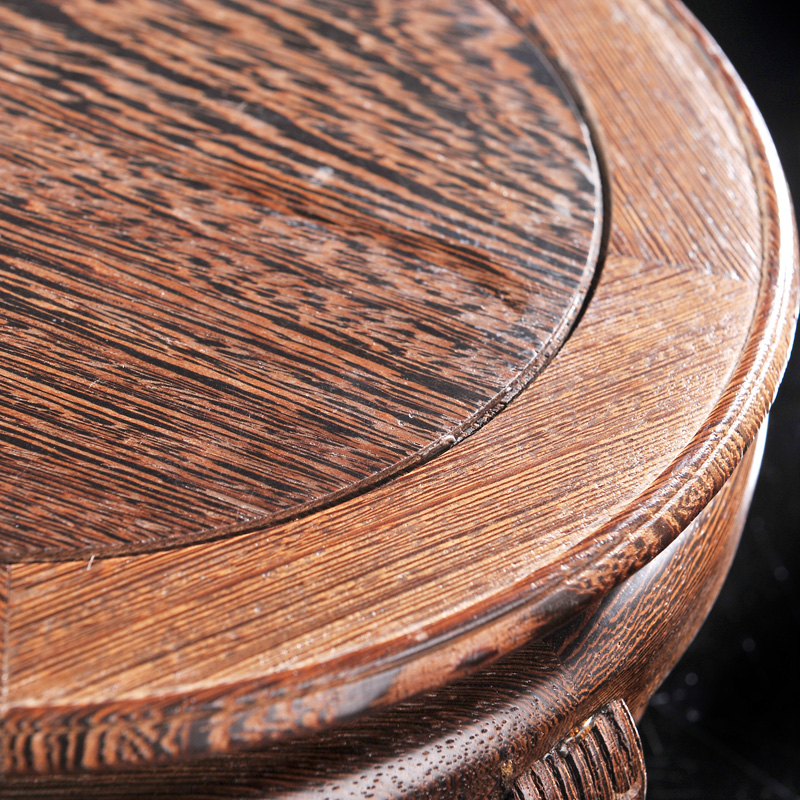 Wooden round high classical vase Joe wood carve patterns or designs on woodwork pot base manual wenge circle