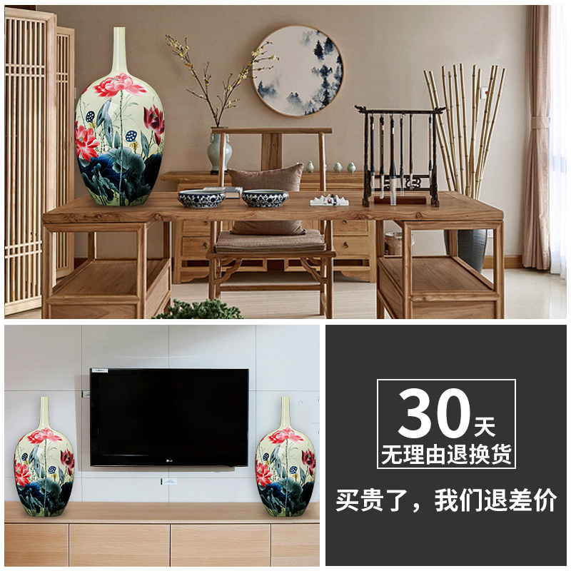 Jingdezhen ceramics furnishing articles famous bottles hand made yellow lotus flower implement new Chinese handicraft decoration in the living room