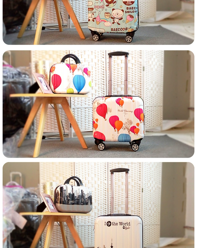 Hộp vali nhỏ nữ trẻ em xe đẩy trường hợp nam 18 inch phổ bánh xe du lịch túi xách mini dễ thương 16 inch
