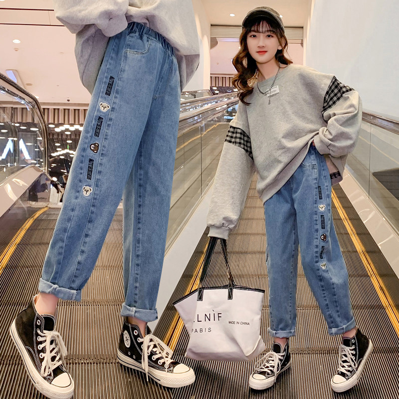 Girls' Pants Spring New Children's Spring Clothing Children's Clothing Middle Children's Spring Girls' Western Style Big Children's Baby Jeans Spring and Autumn