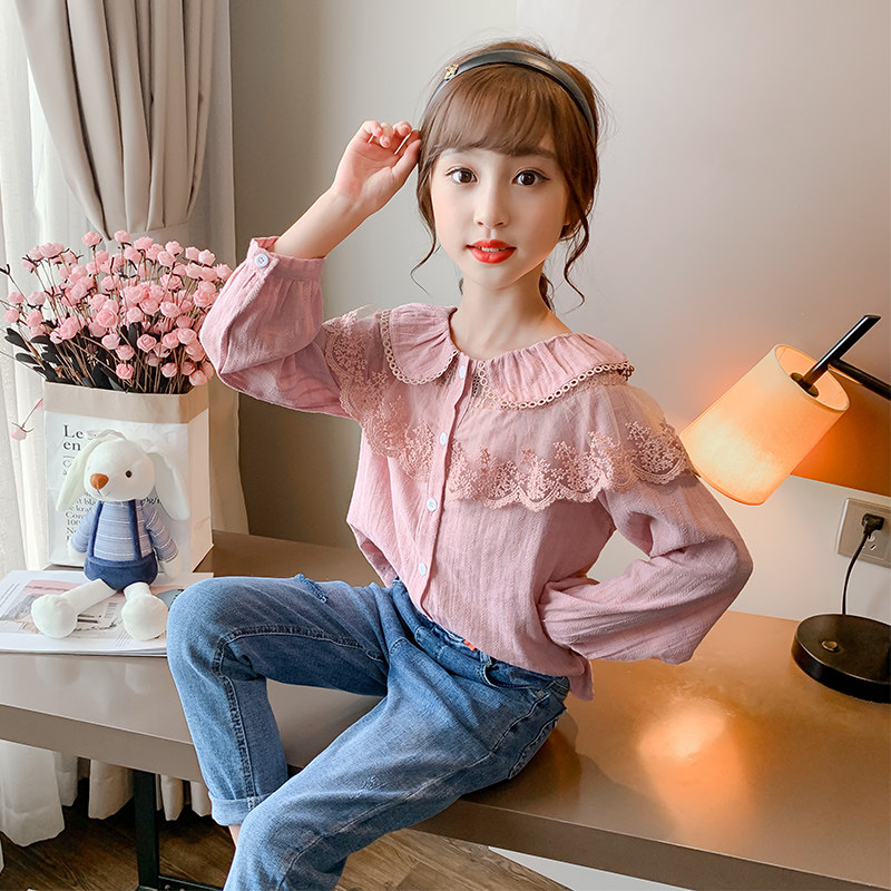 Girls shirt 2022 long-sleeved thin bottoming shirt children's fashion spring and autumn shirt spring clothes girl baby doll top