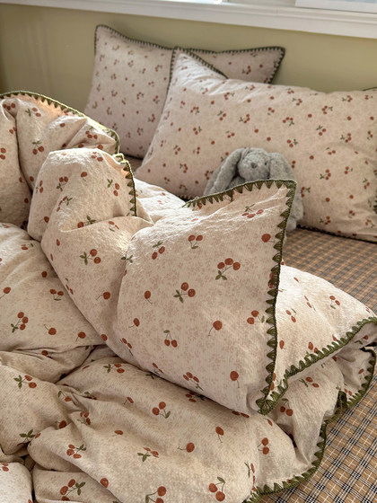 ins Wind Four-Piece Set Pure Cotton Double-Layer Gauze All-Cotton 2026 New Style Duvet Cover Bed Sheet Quilt Cover Student Dormitory Three-Piece Set 2