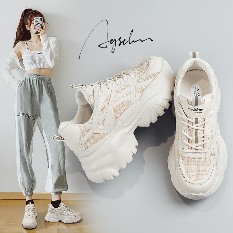 Sneakers women 2022 Summer new women's shoes 100 hitch a little crowd thick bottom spring autumn small fragrant wind Old daddy Shoe Girl Stide