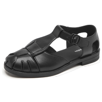 Black Roman Sandals Womens 2024 New Summer Hollow Weaving Breathable Baotou Sandals Soft Sole Non-Tiring Womens Shoes