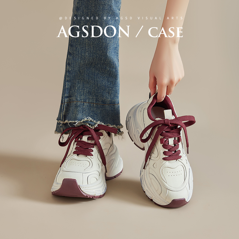 女性用厚底ダッドシューズ 2025年春秋冬新作 ホワイトスポーツシューズ 身長アップ 万能カジュアル 2024年 人気