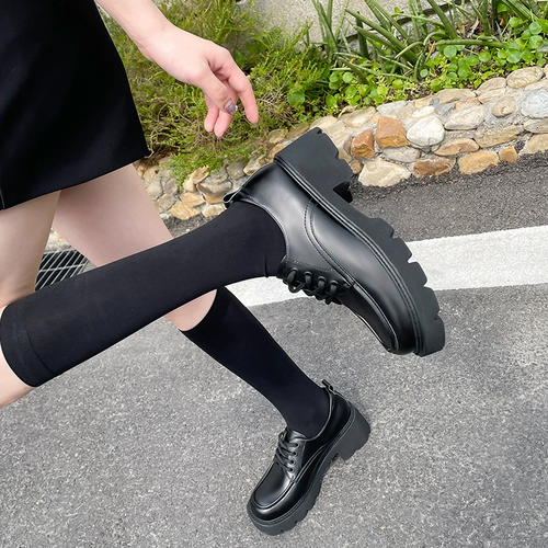 Обувь для кожаной обуви в английском стиле, зимние демисезонные флисовые лоферы на платформе, туфли, в британском стиле, 2022