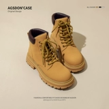 Martens, ботинки на платформе, короткие сапоги, из натуральной кожи, коллекция 2023, осенние