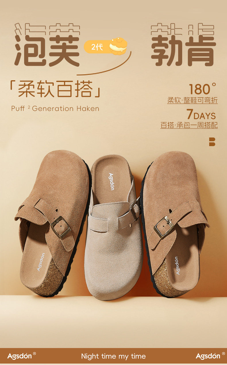 Augu Shiden Birkenstock Shoes for Women 2026 New Autumn Thick-Soled Height-Increasing Half-Slip Birkenstock Shoes Popular Closed-Toe Slippers — تصویر 1