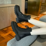 Martens, демисезонные черные короткие сапоги на платформе, высокие флисовые ботинки, коллекция 2023, средней длины