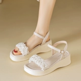 Сандалии на платформе, летняя обувь, белая спортивная подходит с юбкой, пляжные слайдеры, французский стиль