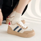 [Нет возврата, нет обмена] Белые женские туфли 2025, новые популярные весенне-осенние универсальные тренировочные туфли на толстой подошве, парусиновые кроссовки