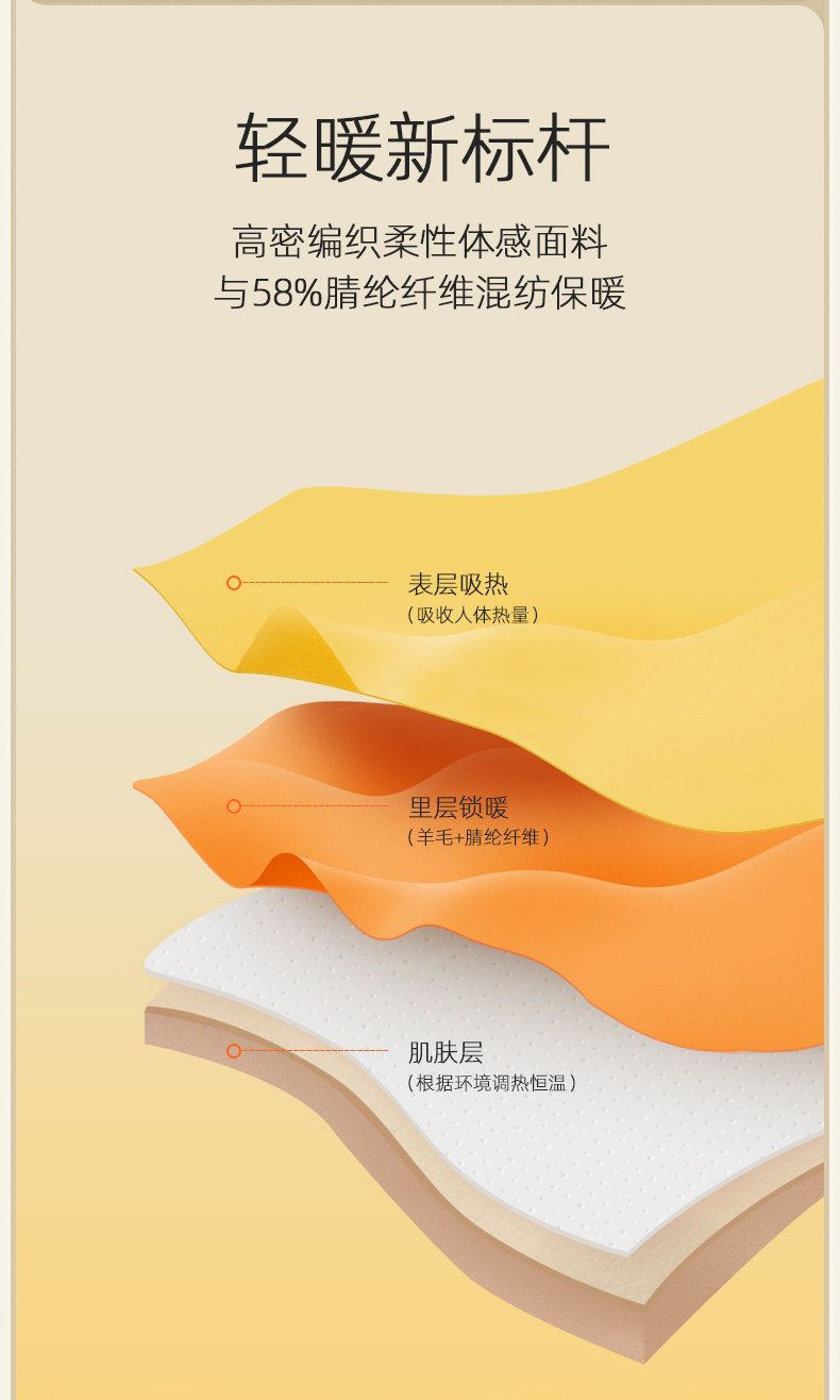 金利来 男女轻暖保暖裤 含羊毛 图6