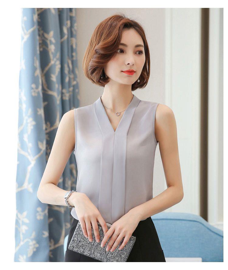 V-neck Sleeveless shirt female Spring and summer The new suit Inner lap Undershirt female Cut sleeve Solid color Chiffon Wear out Vest