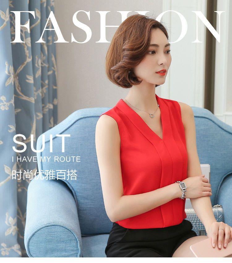 V-neck Sleeveless shirt female Spring and summer The new suit Inner lap Undershirt female Cut sleeve Solid color Chiffon Wear out Vest