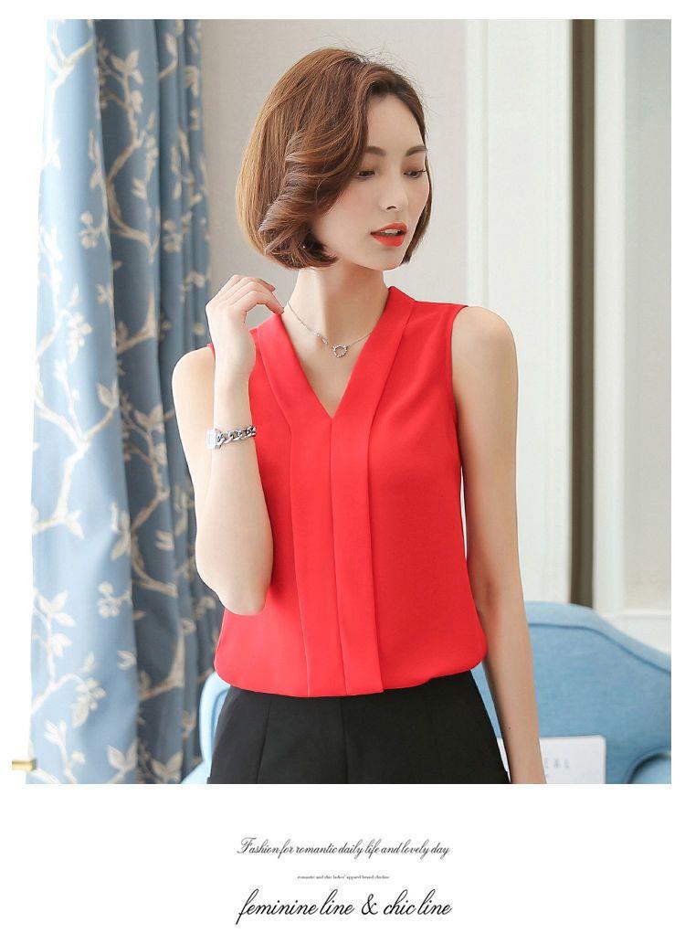 V-neck Sleeveless shirt female Spring and summer The new suit Inner lap Undershirt female Cut sleeve Solid color Chiffon Wear out Vest