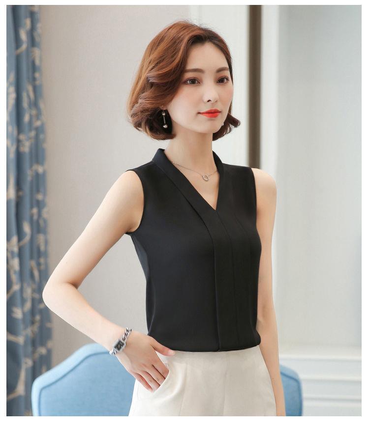 V-neck Sleeveless shirt female Spring and summer The new suit Inner lap Undershirt female Cut sleeve Solid color Chiffon Wear out Vest