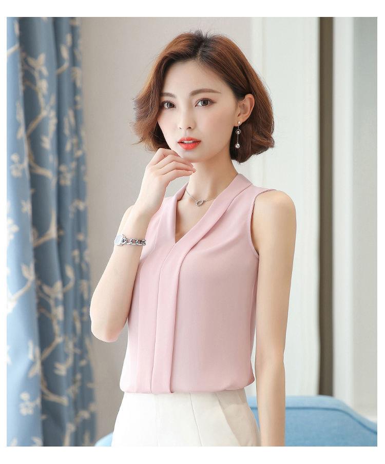 V-neck Sleeveless shirt female Spring and summer The new suit Inner lap Undershirt female Cut sleeve Solid color Chiffon Wear out Vest