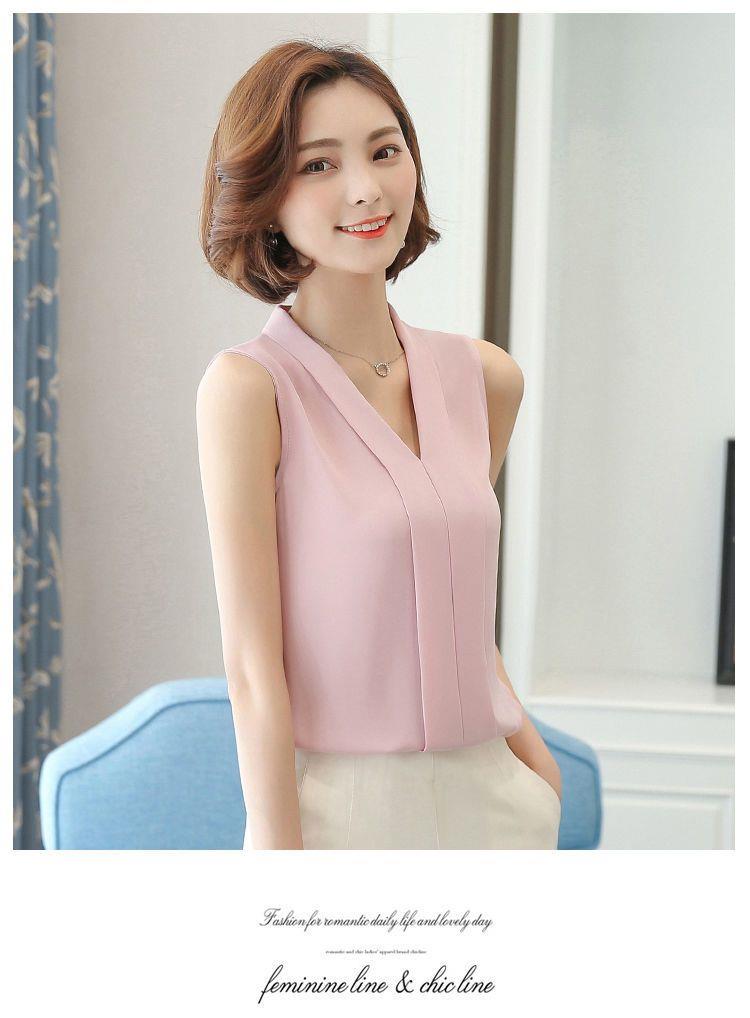 V-neck Sleeveless shirt female Spring and summer The new suit Inner lap Undershirt female Cut sleeve Solid color Chiffon Wear out Vest