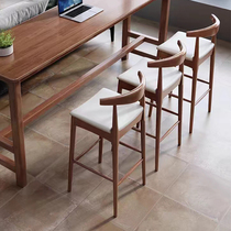 Nordic solid wood bar chair modern minimalist bar stool back bar chair home high stool chair bar high chair