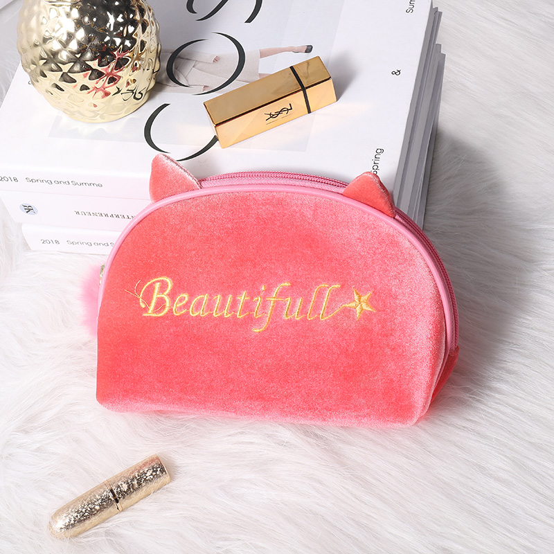 Velvet Net Red Nemesis Red New Large Capacity Shell Type Teenage Girl Cute Carry-on Portable Makeup Bag Lady Containing Bag-Taobao