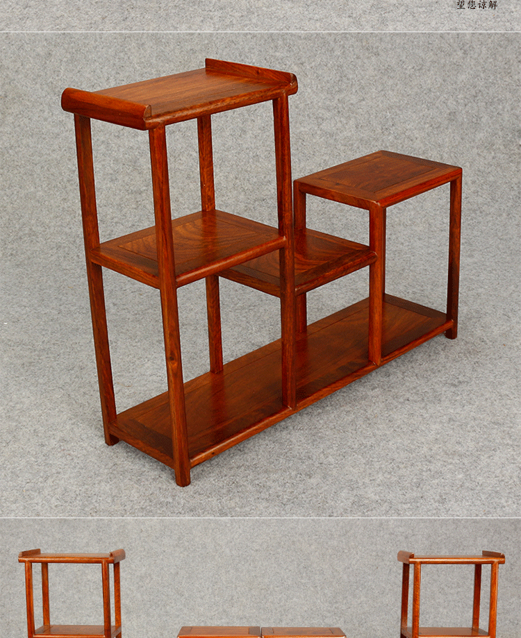 Rosewood Bogu Kệ ấm trà nhỏ Bộ đồ trà cổ Phụ kiện Gỗ rắn Trung Quốc Duobao Pavilion - Kệ kệ treo