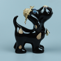 Ceramic Dalmatian kiln change decorations Wearing straw hats Dog crafts Cute dog furnishings Guest room restaurant ornaments