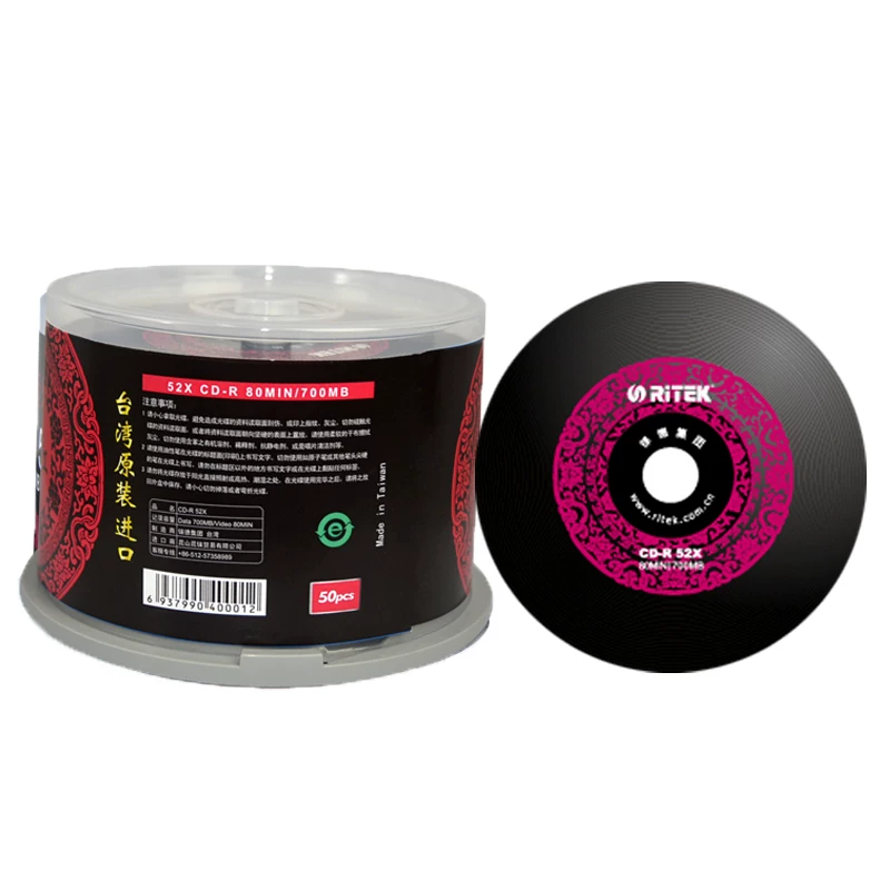 Rede CD китайский красный CD 52X виниловый музыкальный CD пустой диск для сжигания, бесплатная доставка