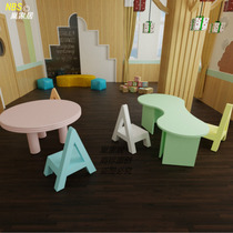 Early education training course tables and stools Kindergarten tables and chairs set Nordic childrens institutions solid wood learning painting tables and stools custom