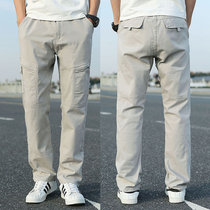 Summer mens casual pants Loose overalls Mens thin straight large size long pants Sports pants outdoor elastic pants