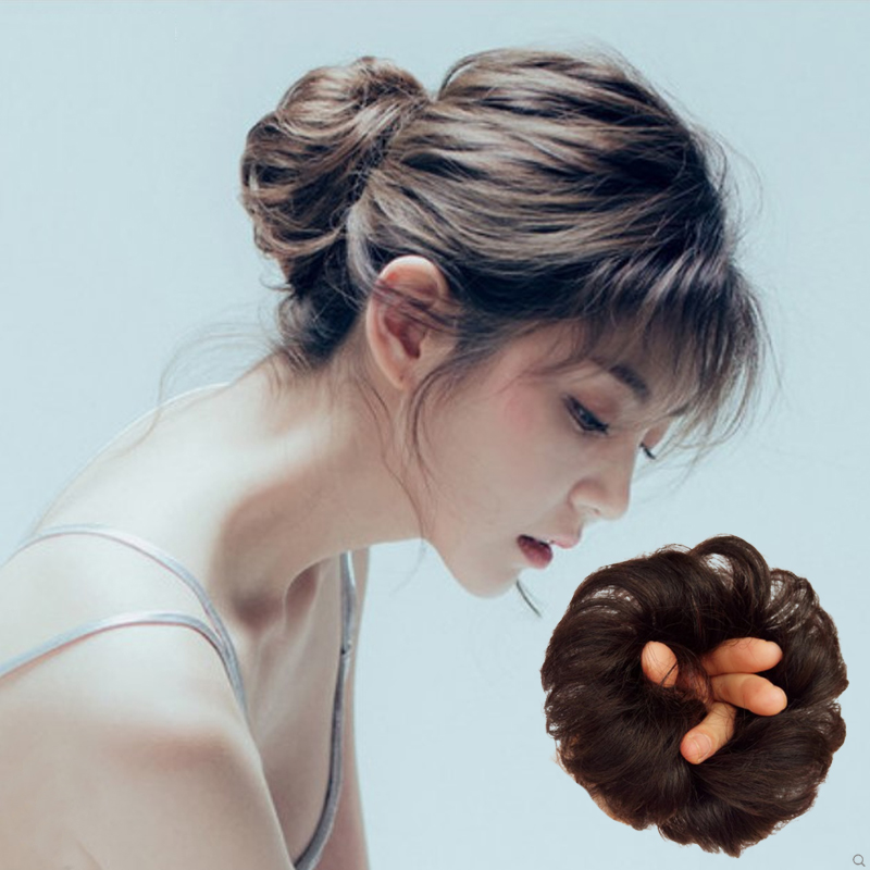 Wig circle Half ball head Wig bag Real curly hair Fluffy natural bud head plate hair device Wig headdress bun