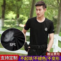 Black security short-sleeved T-shirt summer physical duty uniform hotel guard training uniform mens and womens T-shirt customization
