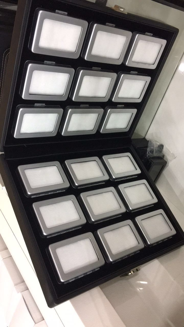 New thicker pu box 18 pearl diamond box 9 ultra thin gem box metal box nude ring box