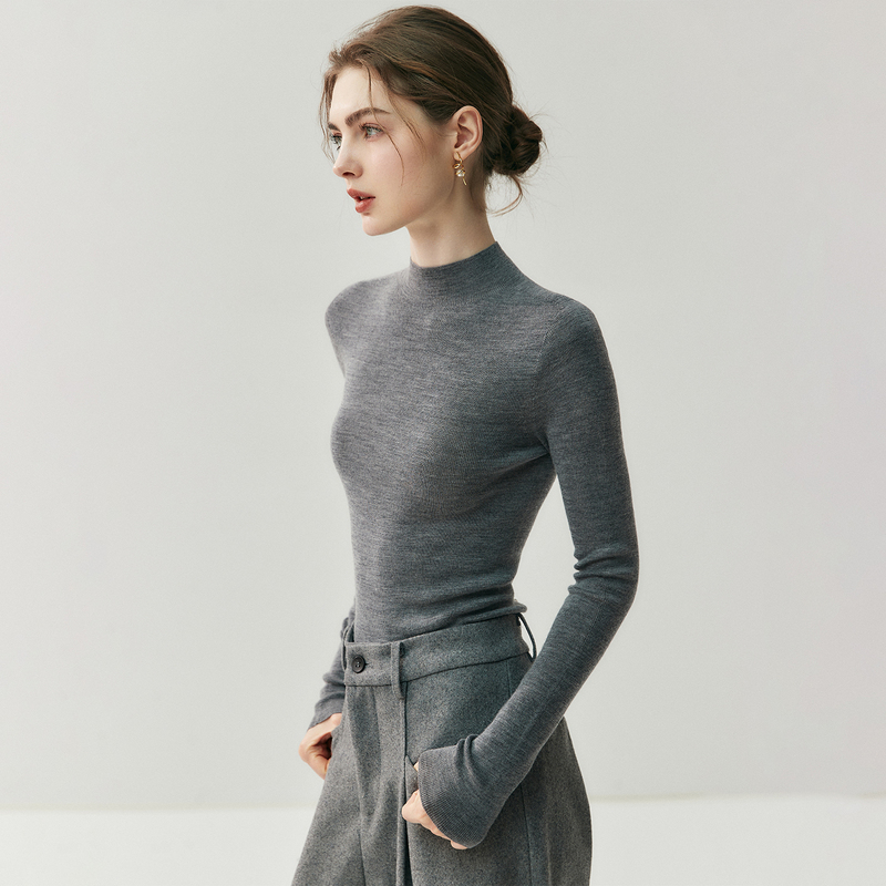 Yangzi 18-Gauge Fine-Spun Single-Thread Ready-To-Wear 100% Pure Wool Sweater for Women, Half-Turtleneck, Thin Knit Sweater, Base Layer Knitwear Yangzi 18-Gauge Fine-Spun Single-Thread Ready-To-Wear 100% Pure Wool Sweater for Women, Half-Turtleneck, Thin Knit Sweater, Base Layer Knitwear