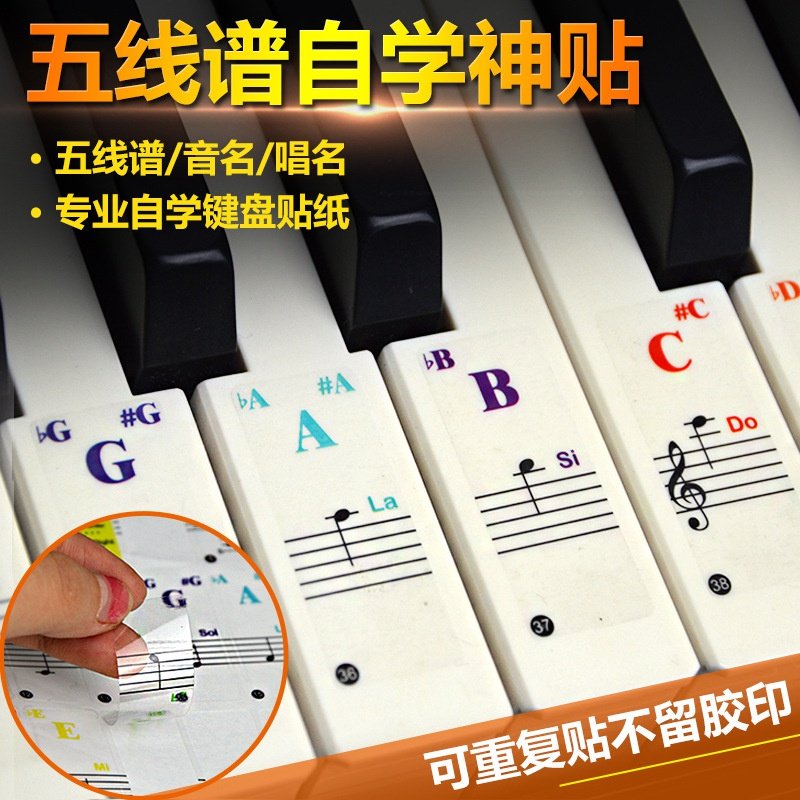 Piano 88 61 54 54 49 Key Soundstage Keyboard Stickler Hand Roll Electronic Organ profile Digital Notes Phonetic stickers