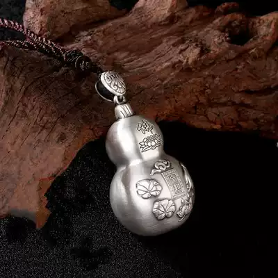 s999 sterling silver gourd necklace women's foot silver antique sweater refining long version large pendant Joker heart meritoury National style