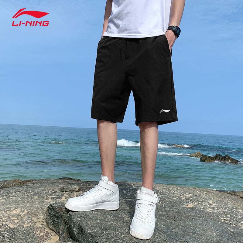 Li Ning Sports Shorts Male Liming Fitness Casual Speed Dry Overdraft 50% Pants Men Running Basketball Pants Shorts 