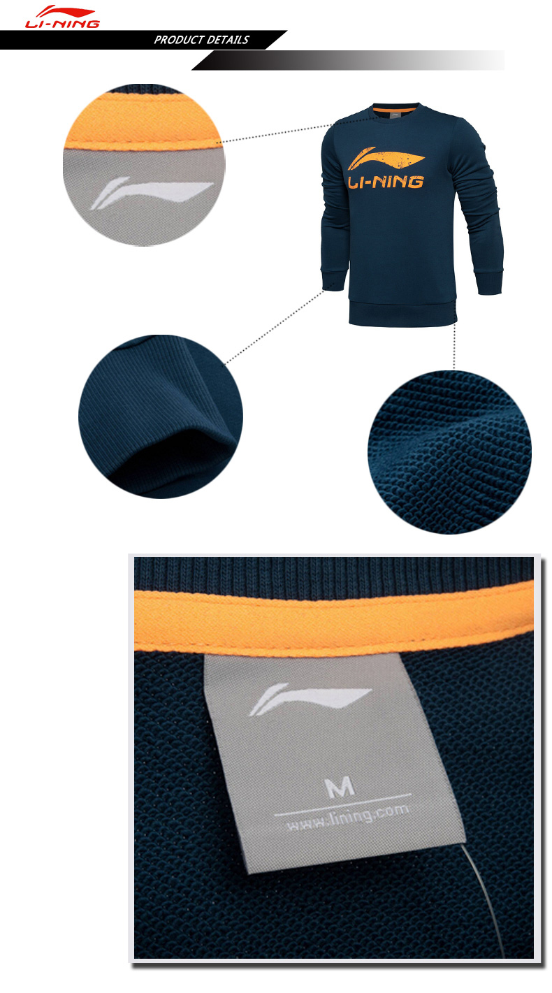 Li Ning vòng cổ áo len nam áo thun áo sơ mi giản dị dài tay T-Shirt mùa hè mới thể thao AWDL115 áo thun dài tay nữ thu đông