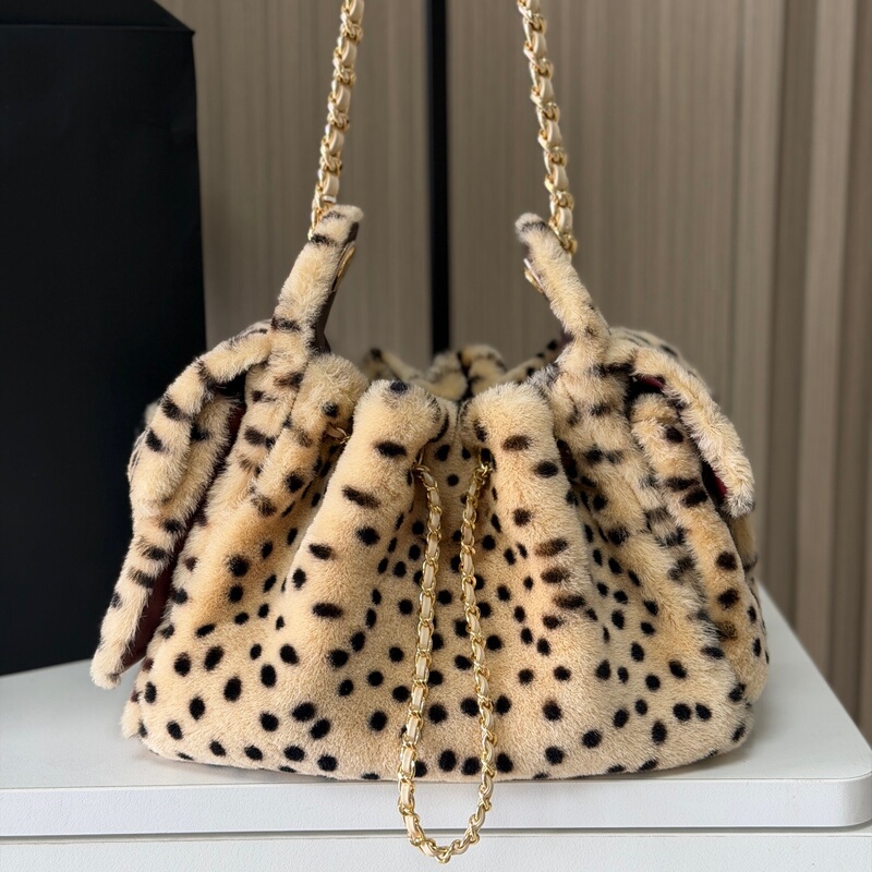 6/26A New Polka Dot Leopard Print Furry Drawstring Bucket Bag Mini Hippie Hobo Underarm Bag Fashionable Shoulder Bag 6/26A New Polka Dot Leopard Print Furry Drawstring Bucket Bag Mini Hippie Hobo Underarm Bag Fashionable Shoulder Bag