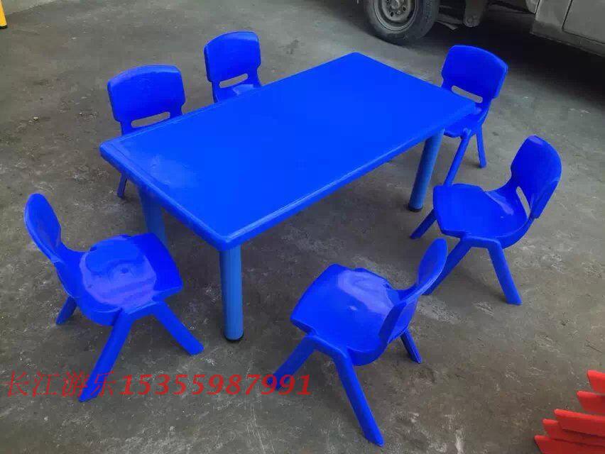 Kindergarten Private class table and chairs Children's rectangular plastic table Children study Table glossy sand painting table