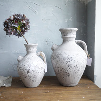 W1962 exports to the United States country style clay large floor vase cement color effect ornaments